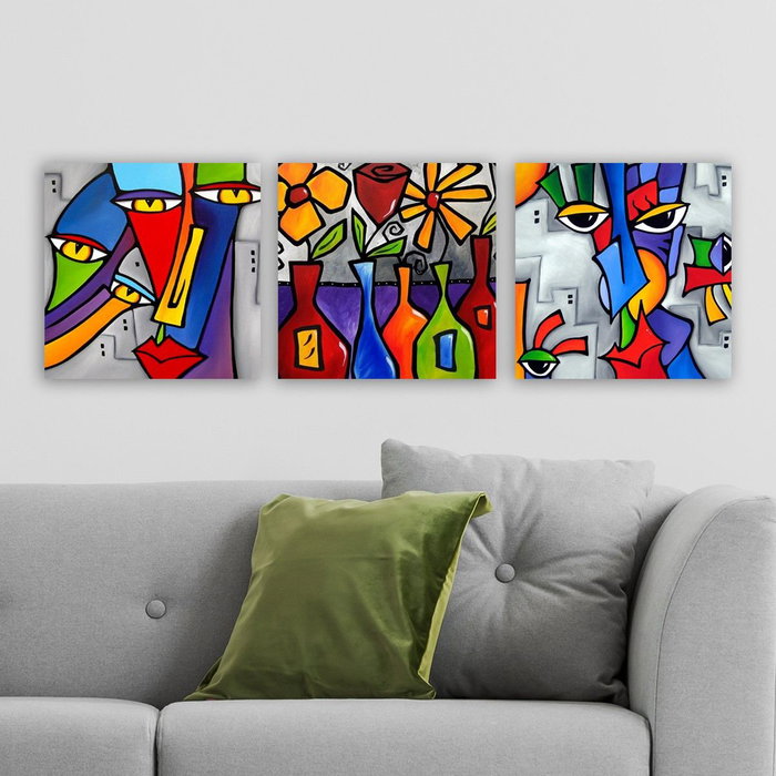 Wallity DRPRC02 Conjunto de 3 Pinturas Decorativas en Lienzo Multicolor Wallity DRPRC02 Conjunto de 3 Pinturas Decorativas en Lienzo Multicolor